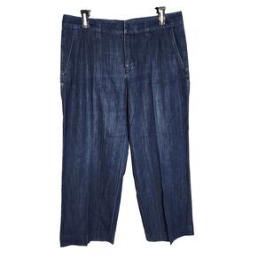 White House Black Market Women Trouser Jeans Size 8 Wide Leg Crop Denim Culottes